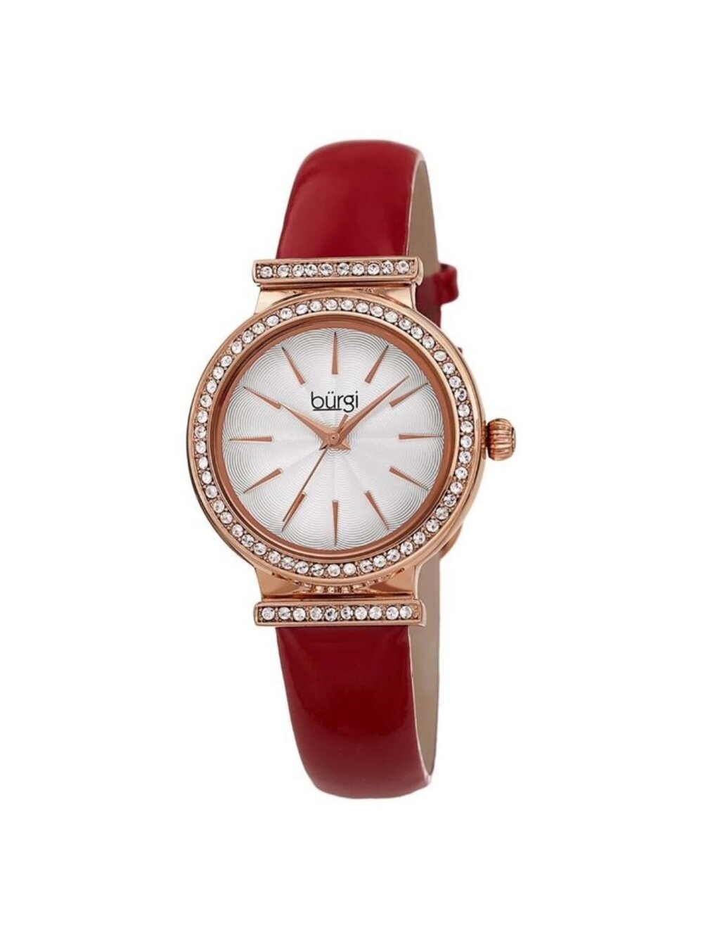 NWT Burgi Silver Dial Red Leather Ladies Watch